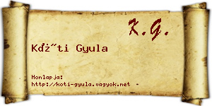 Kóti Gyula névjegykártya
