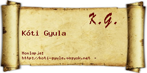 Kóti Gyula névjegykártya