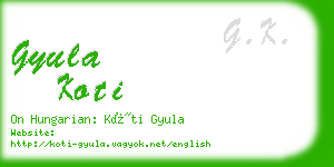 gyula koti business card